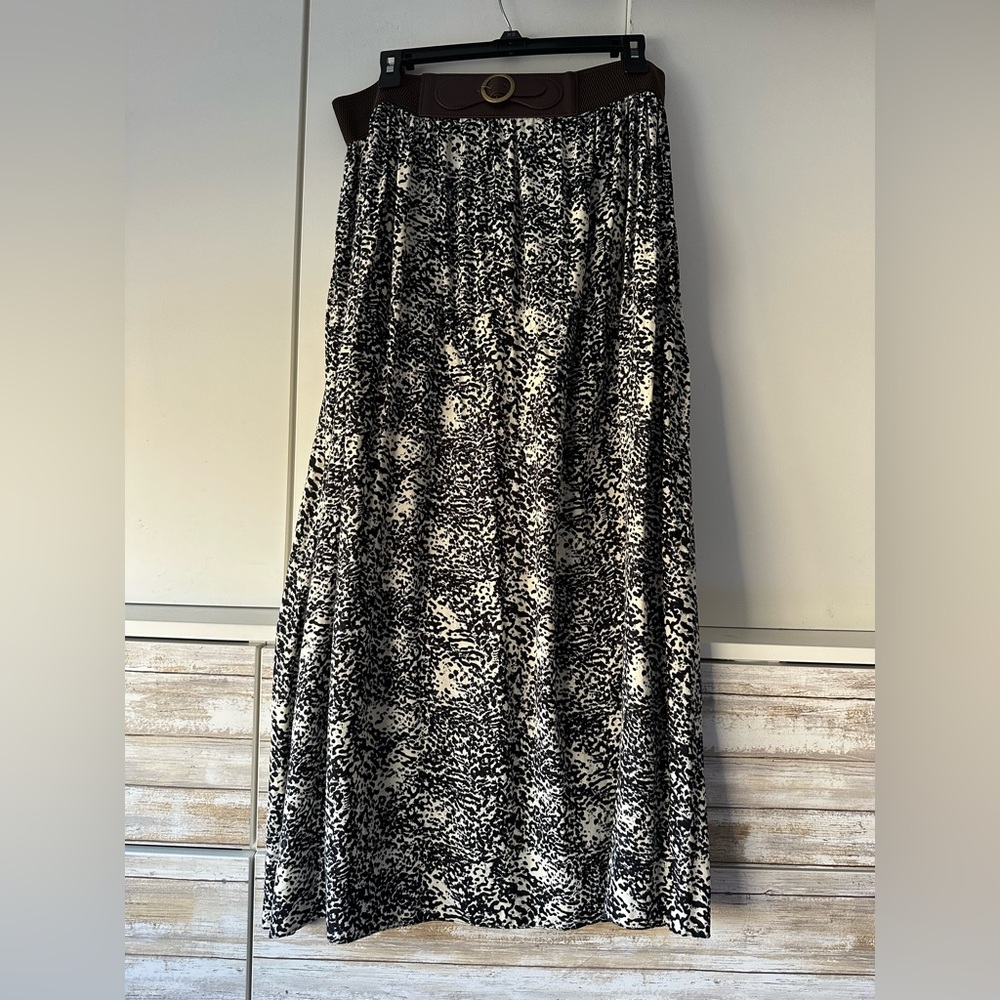 🖤🤍 NWT Peacocks Black White Print Maxi Skirt UK 18 US 14 Belted